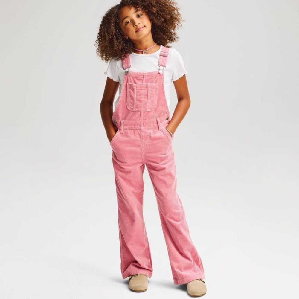 Girls' Corduroy Wide Leg Overalls - Cat & Jack Mauve Pink M
